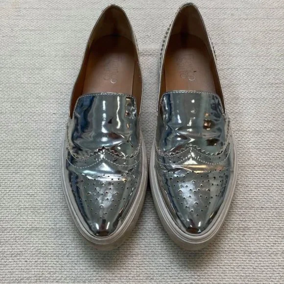 FRANCO SARTO Nelson Silver Slip on Loafer Sneakers. Size 7 - Picture 2 of 6
